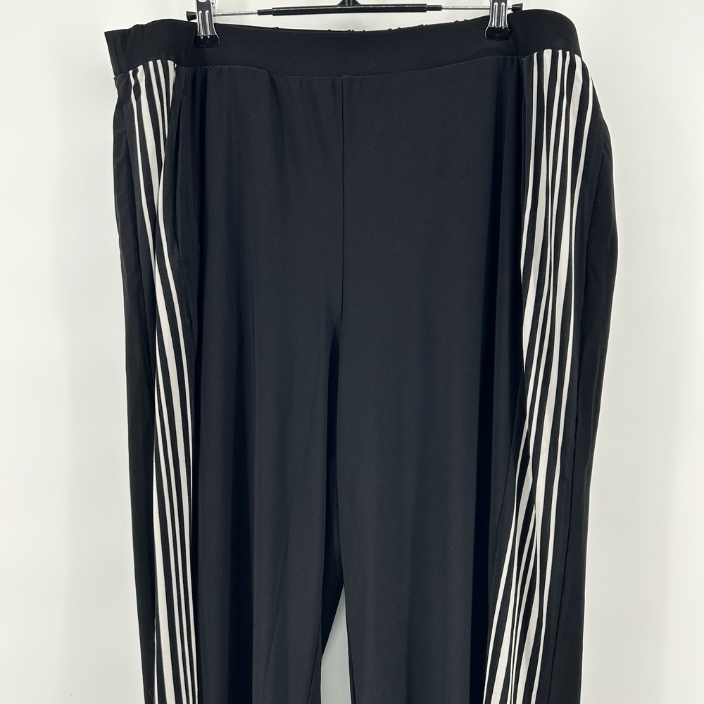 Attitudes by Renee Womens 1X La Roma Jersey Wide Leg Pants Black Lounge NWT - Picture 2 of 9